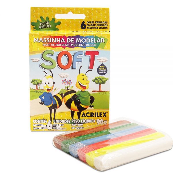 MASSINHA DE MODELAR SOFT C/6 ACRILEX 90G