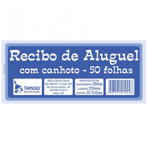 RECIBO DE ALUGUEL COM CANHOTO 50 FLS. - TAMOIO
