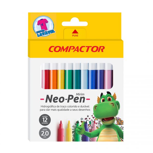 Caneta Hidrográfica 12 Cores Neo Pen Mirim Compactor