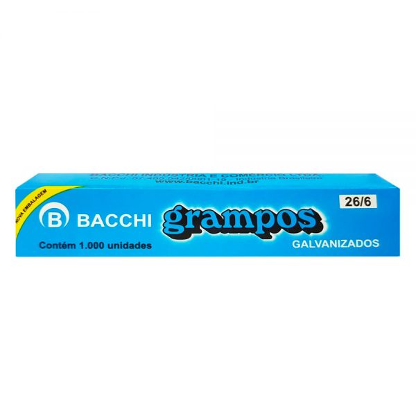 GRAMPO GALVANIZADO 26/6 C/ 1000 UNIDADES - BACCHI