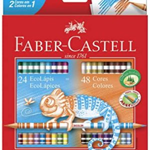 Lápis de Cor 48 cores redondo (24 bicolor) Faber Castell