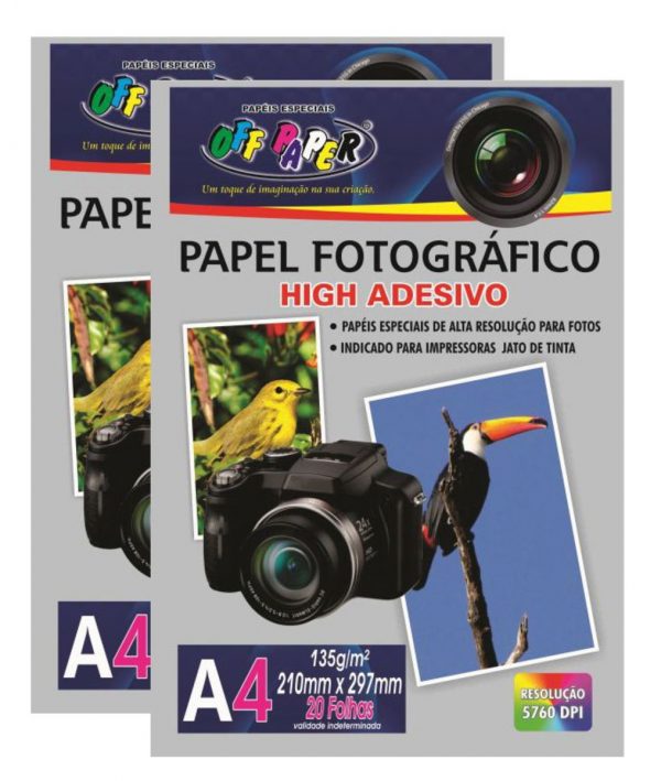 PAPEL FOTOGRÁFICO HIGH ADESIVO 135G/A4 20 FOLHAS - OFF PAPER
