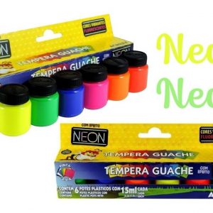Tinta Guache Neon Acrilex Com 6 Cores