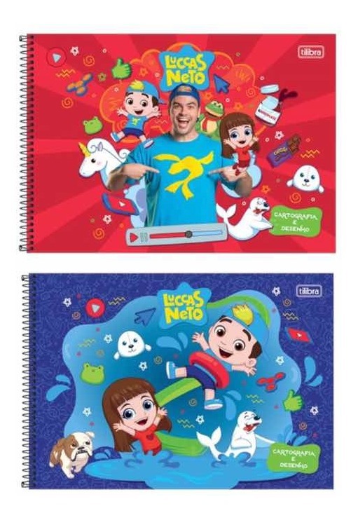 Caderno Tilibra Brochura Costurado Capa Dura Luccas Neto 80 fls 5 unid